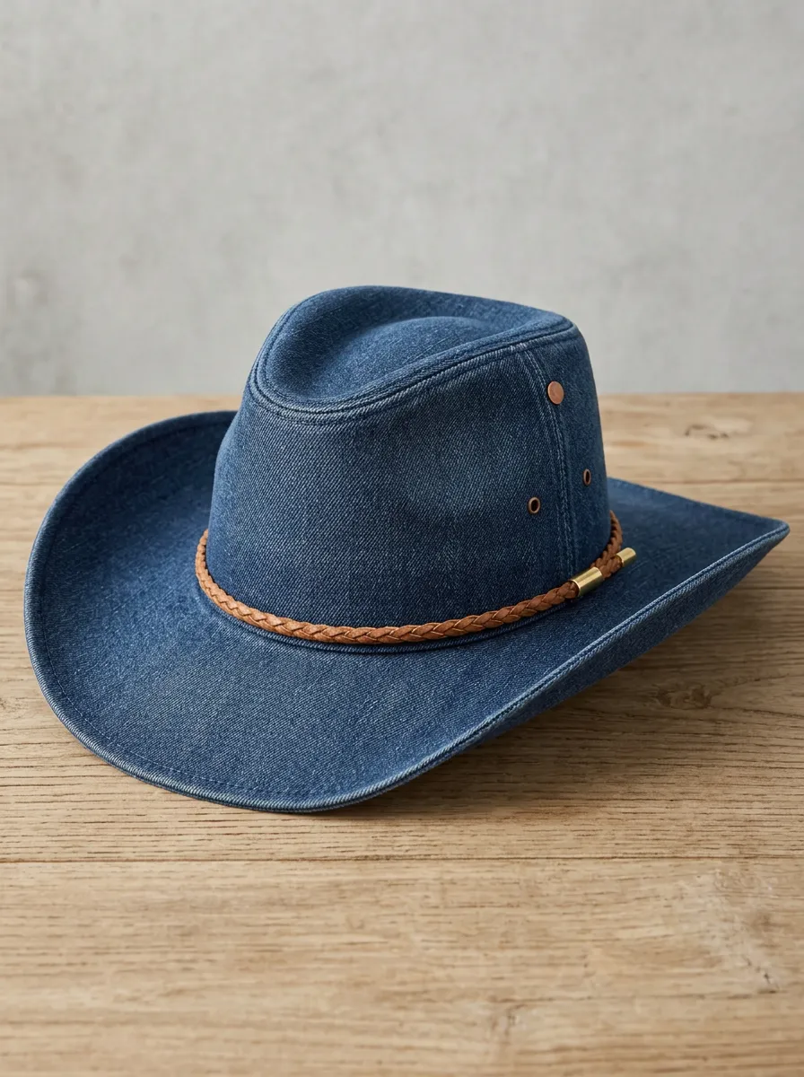 Everyday Leather Look Wide Brim Curved Brim Men's Cowboy Hat