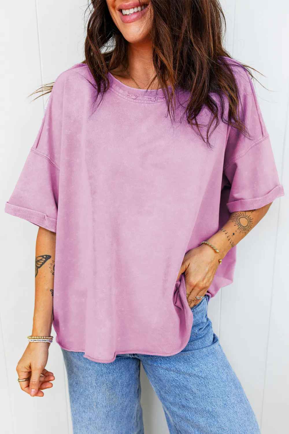 Lavendula Mineral Wash Drop Shoulder Tee