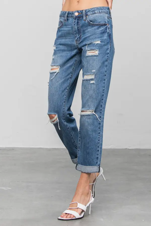 Distressed Boyfriend Jeans