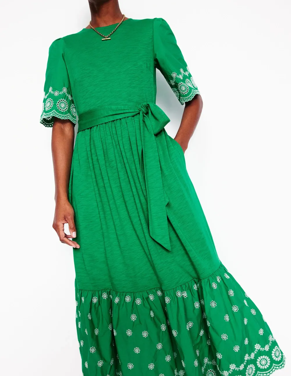 Isabel Broderie Mix maxi Dress