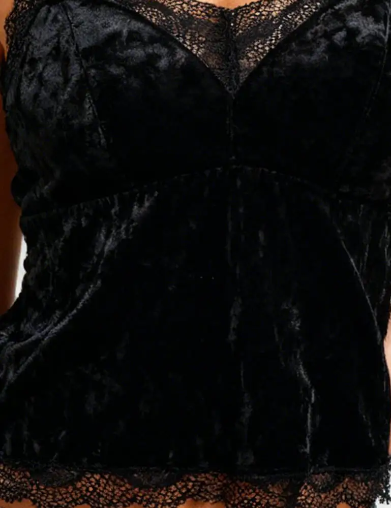 Romantic Velvet Lace Back Crisscross Cami Top