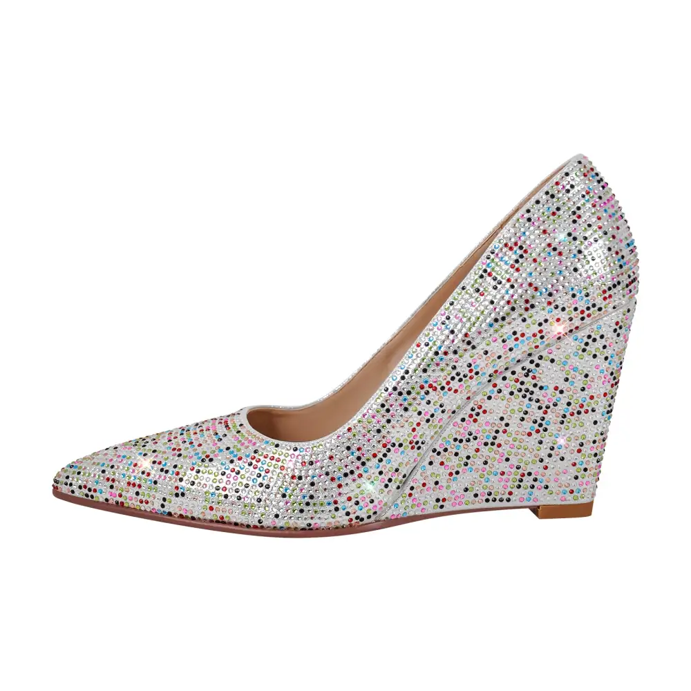 Rhinestone Pointed Toe Mid Heel Pumps