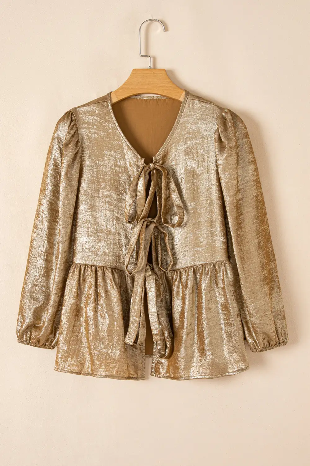 Everyday Ruffled Bow Detail Puff Sleeve Blouse