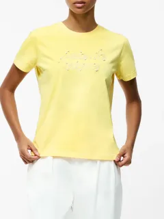 Creative Art Beaded Round Neck Short Sleeves