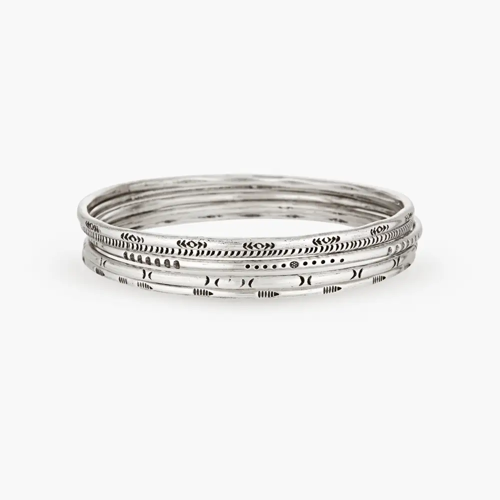 Sun Earth Hill Tribe Silver Bangle