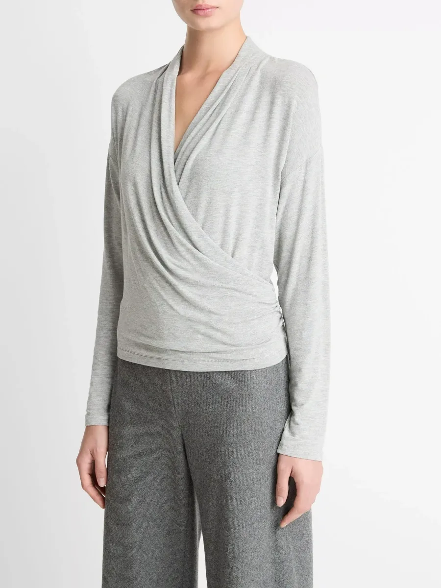 Casual Draped Surplice Top