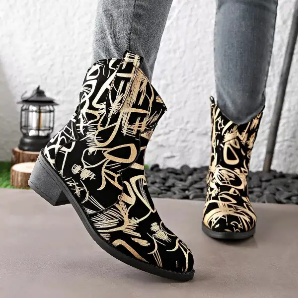 Refined Modern Round Toe Block Heel Boots