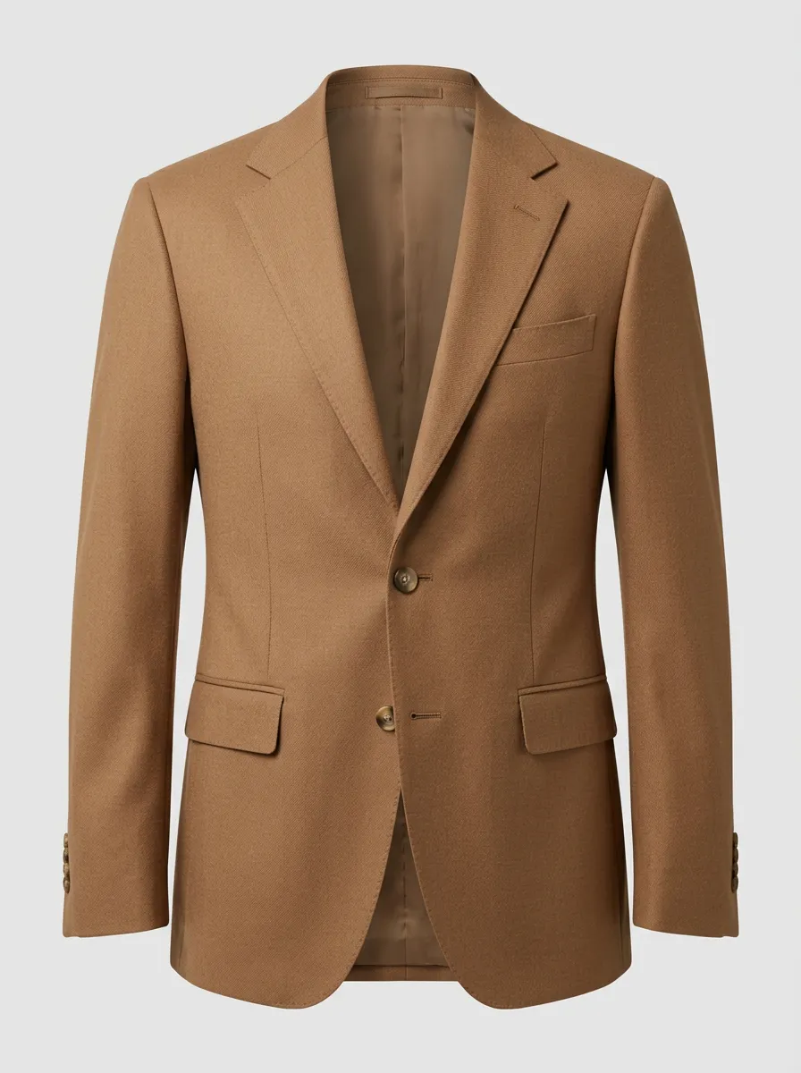 Men's Classic Business Camel Solid Color Tailored Blazer Jacket