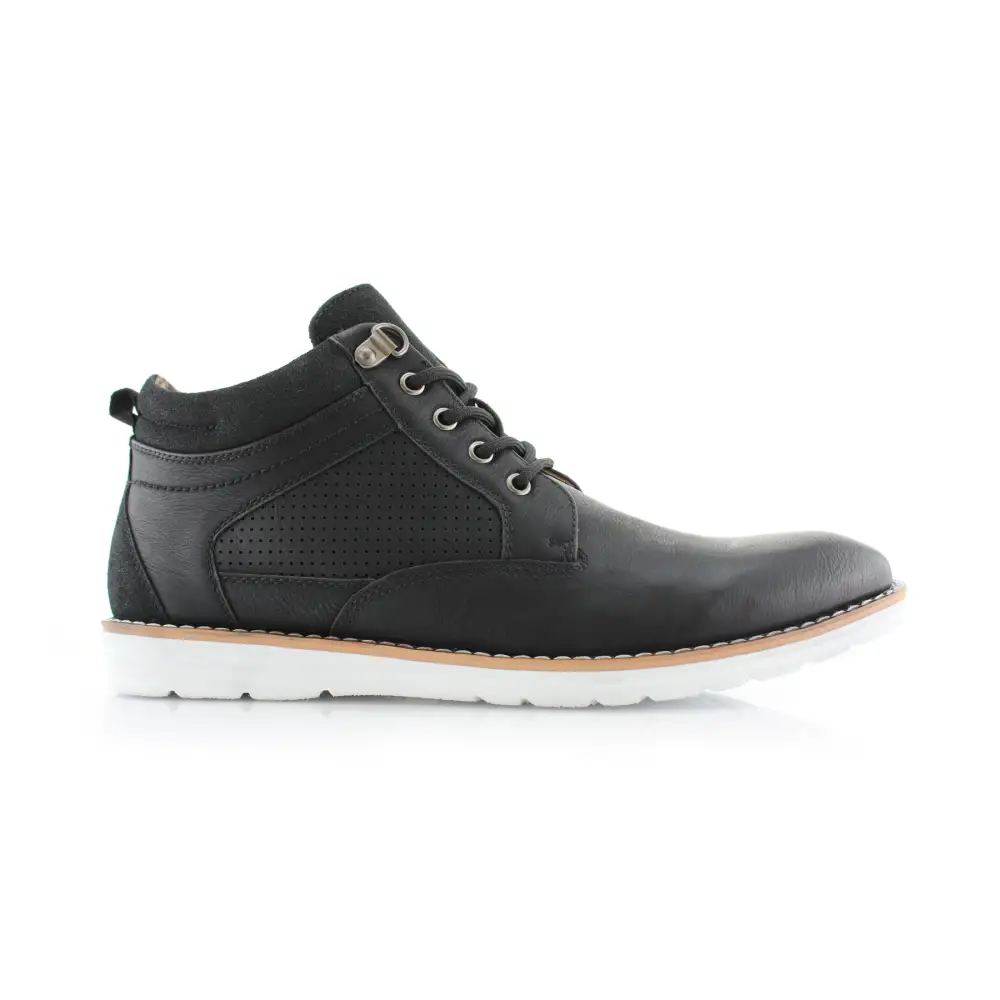 Structured Faux-Suede Suede Faux-Leather Chukka Boots