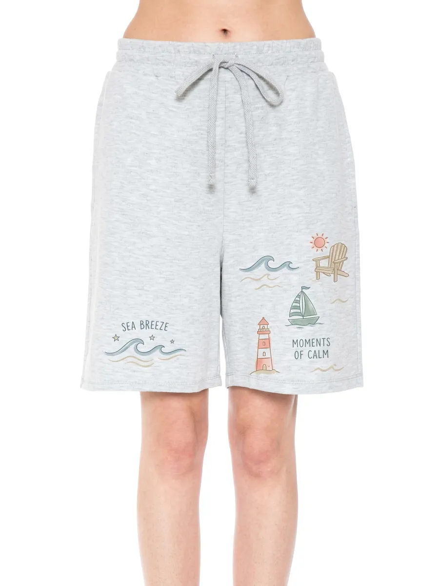 Women's Beach Vacation Lighthouse Sailboat Printed Shorts