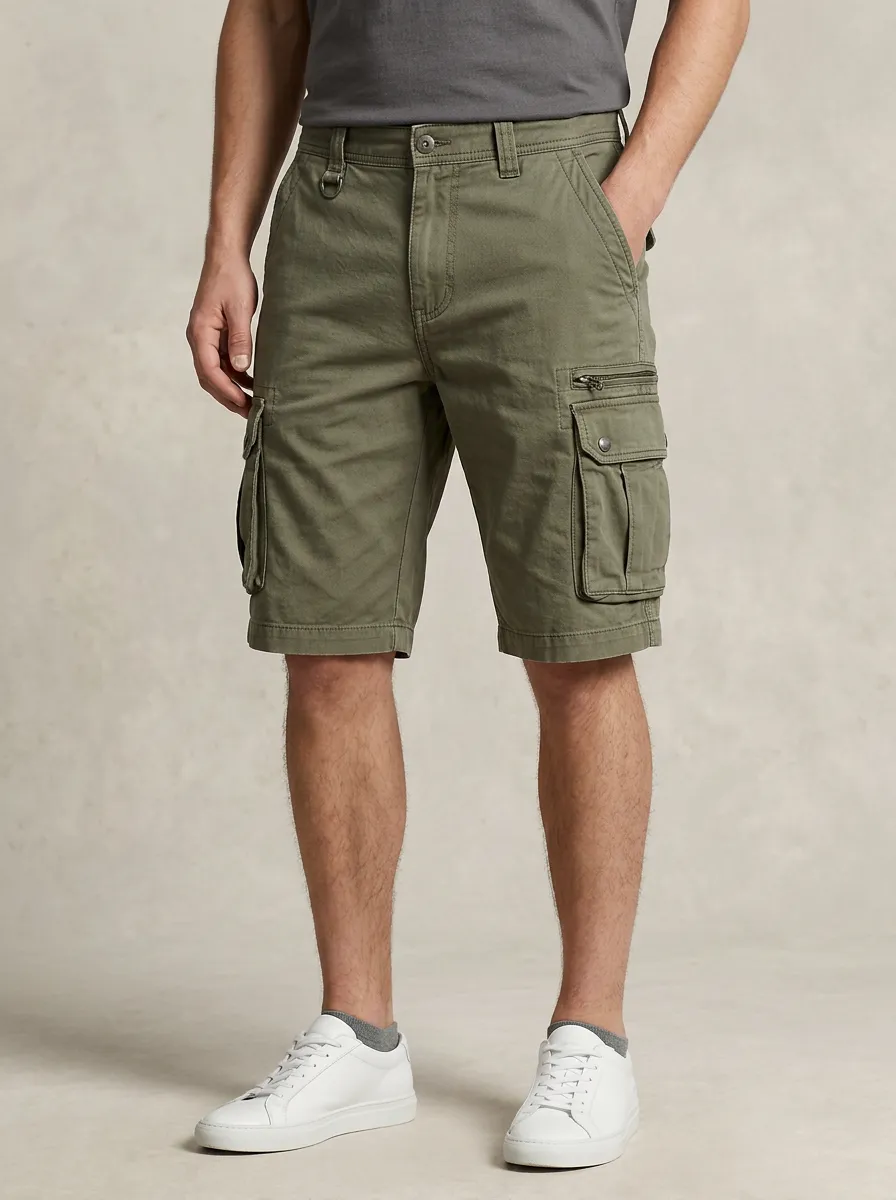 Men's Straight Fit Utility Shorts with Multi Pocket Details
