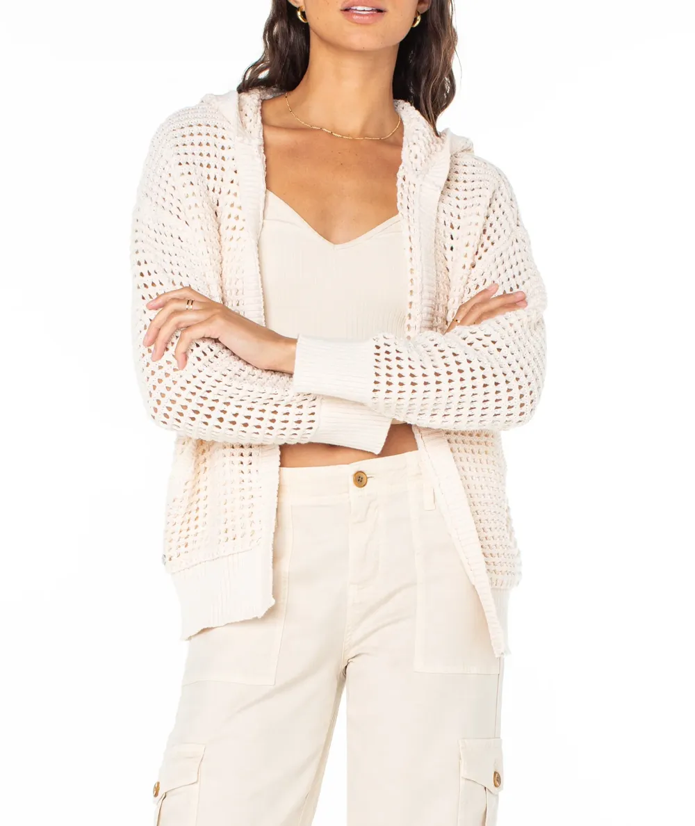 Open-Knit Hooded Sweater