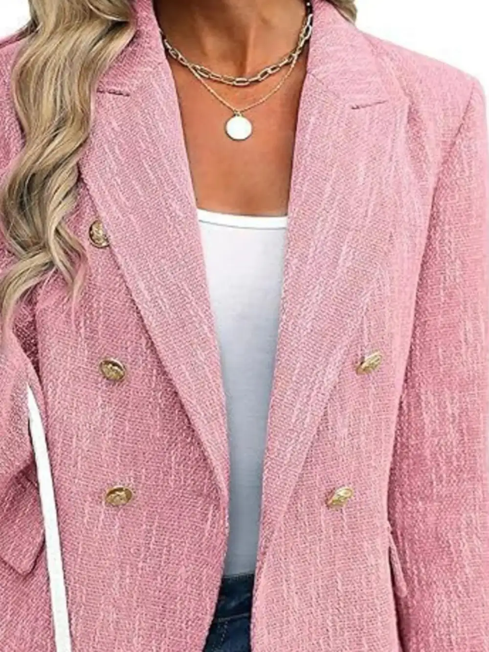 Double Breasted Lapel Collar Blazer