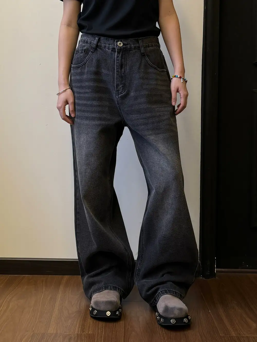 Vintage Washed Straight Leg Jeans