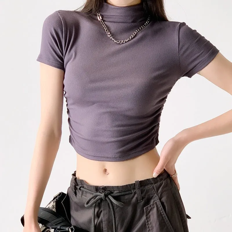 Half Mock Neck Cropped Tee