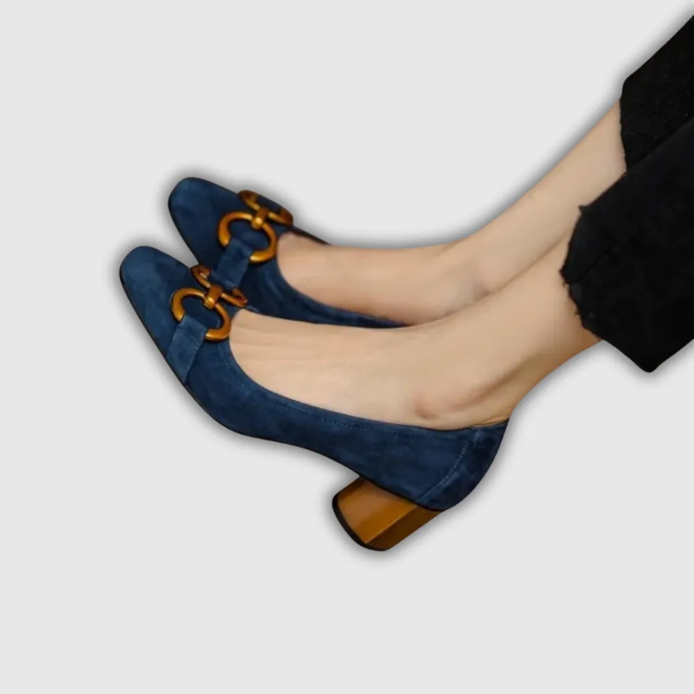 Suede Block Heel Supportive Classic Pumps