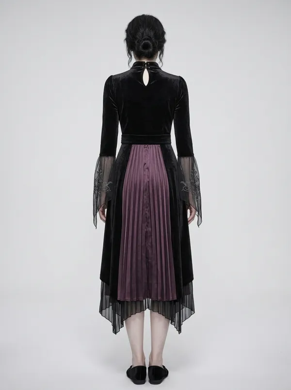 Punk Moon Floral Velvet Street Look Women's Gothic Dress