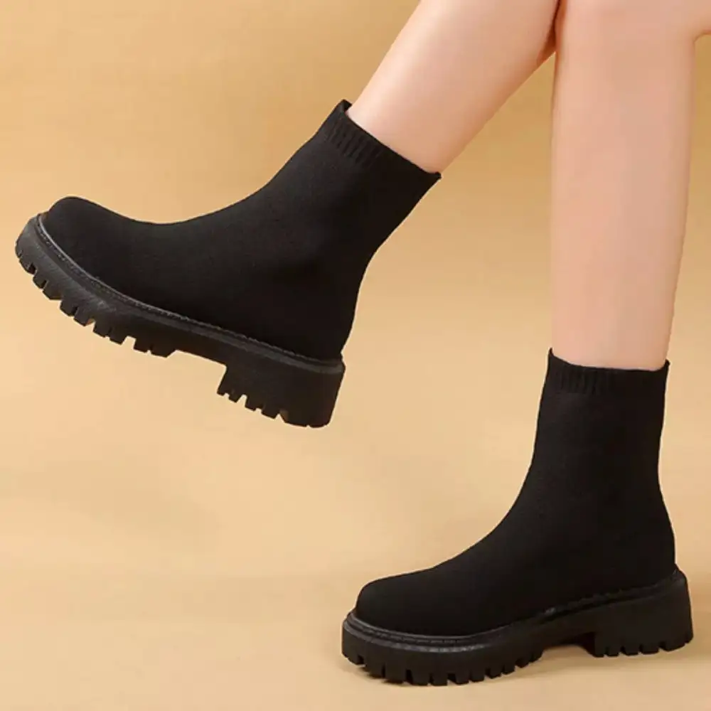 Round Toe Block Heel Boots