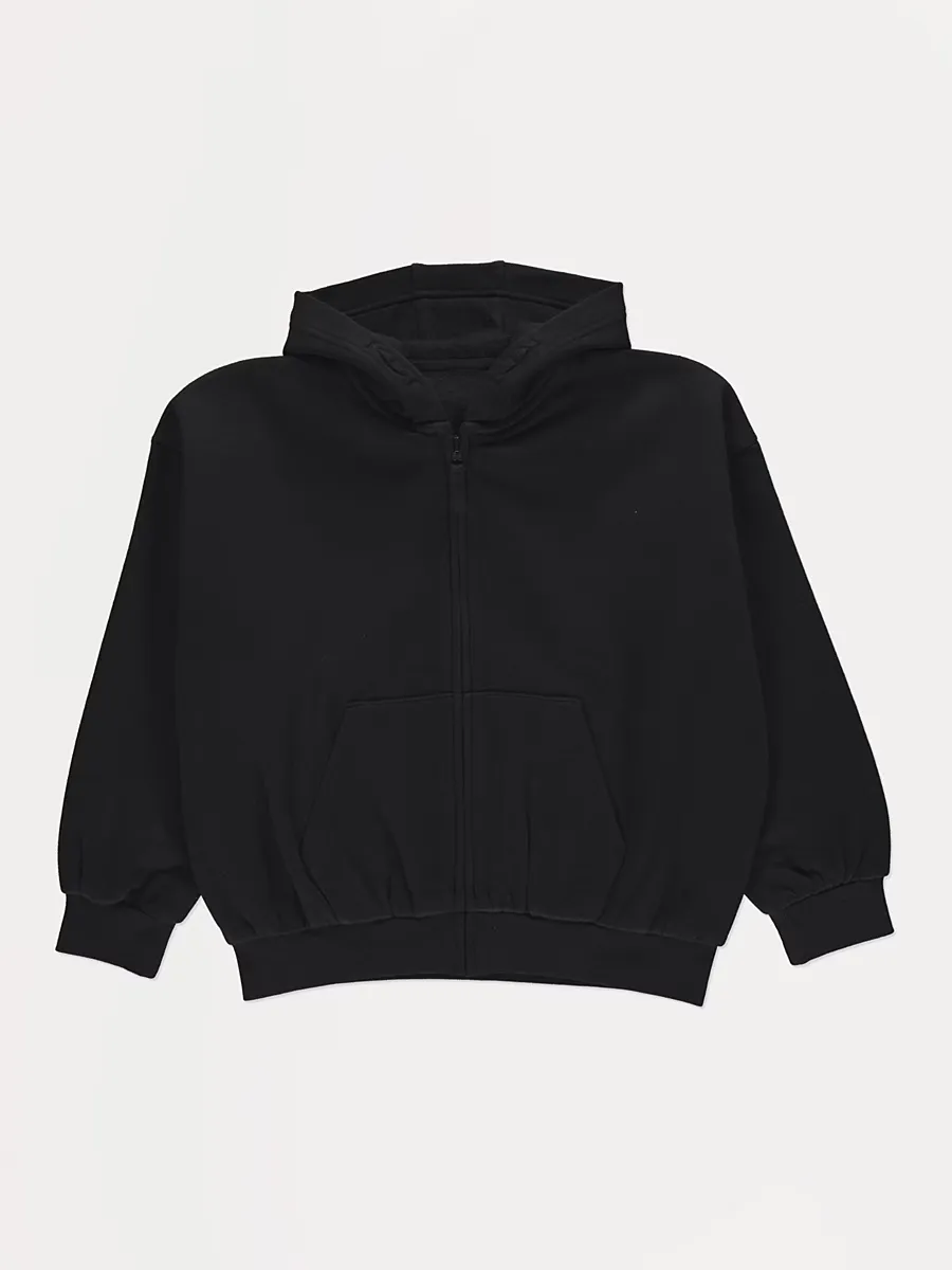 Black Pocket Zip-Up Hoody