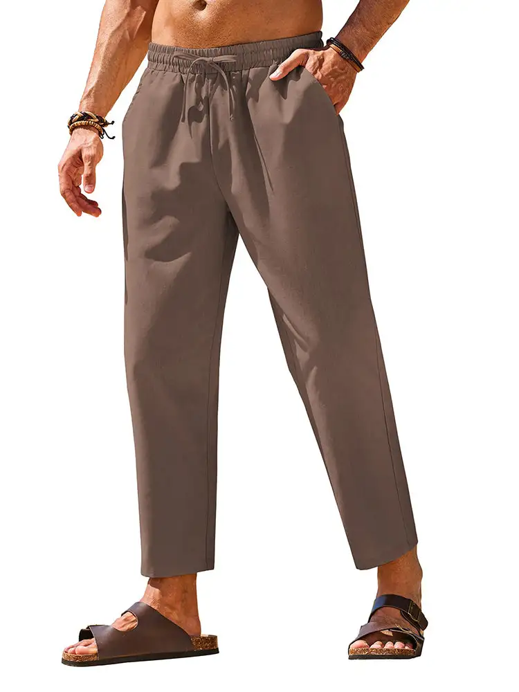 Casual Linen Blend Summer Trousers Pants