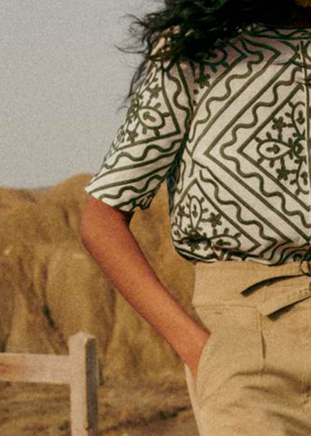 Beige High Rise Straight Leg Pants