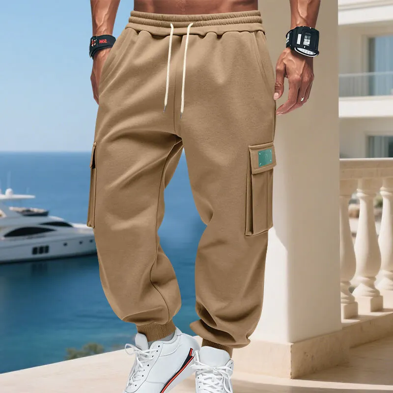 Men's Cargo Jogging Pants Pockets Waistband Cargo Pants