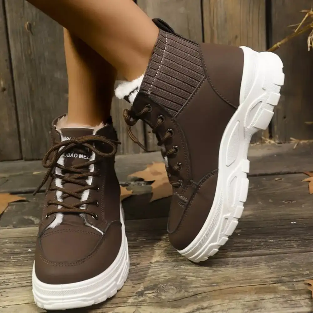 Plush Lining Lace-Up Boots
