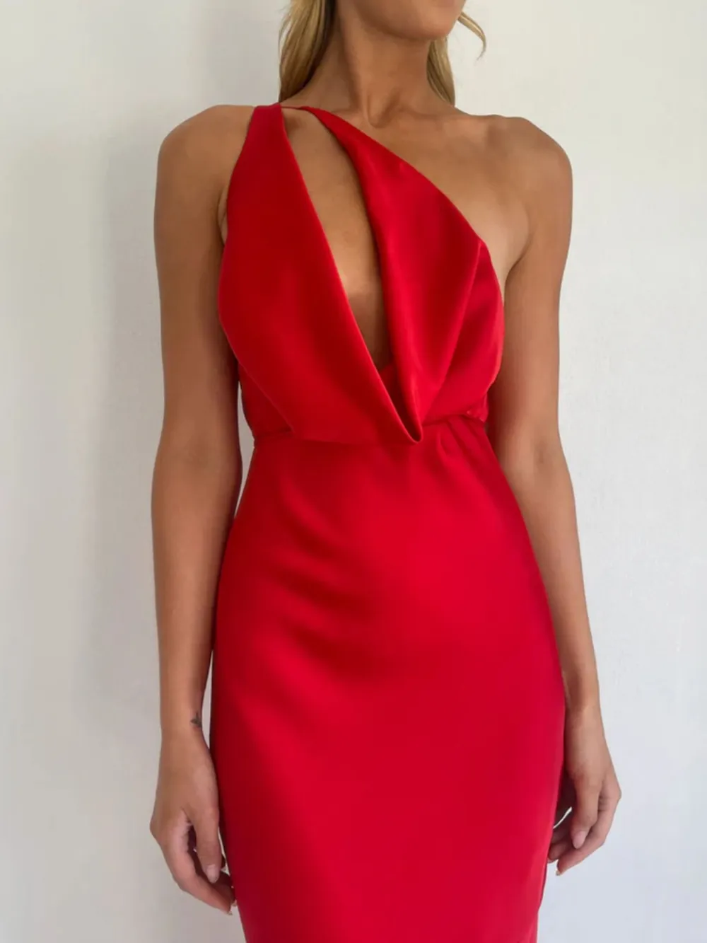Gathered Detail Satin Maxi Dress