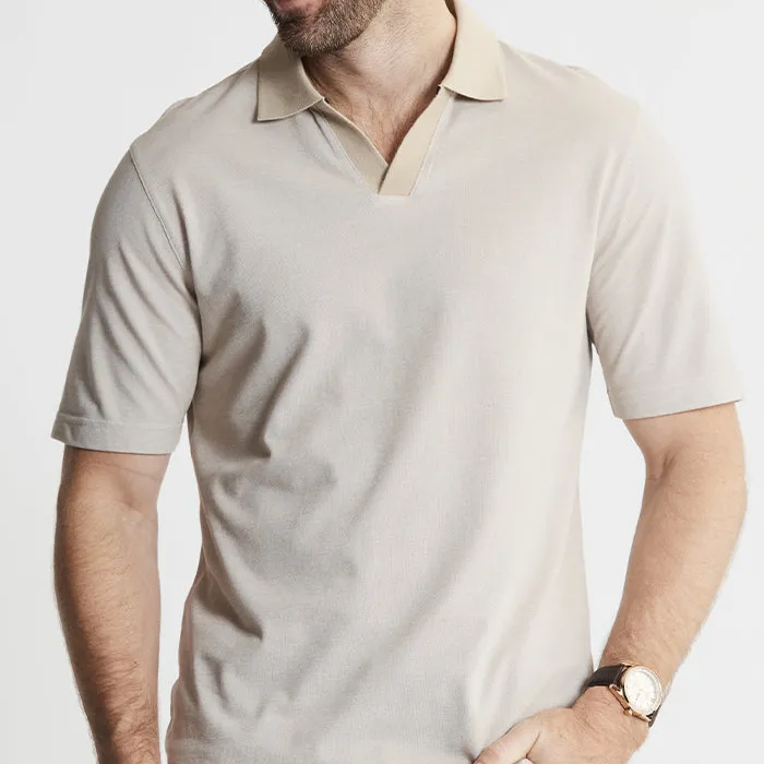 Cotton-Poly Johnny Collar Polo
