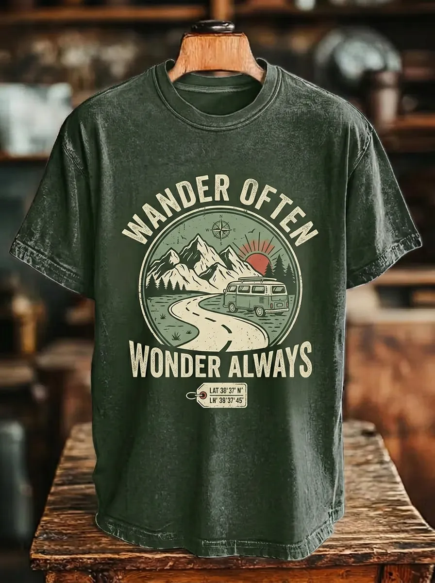 Unisex Wander Often Mountain Van Printed T-shirt