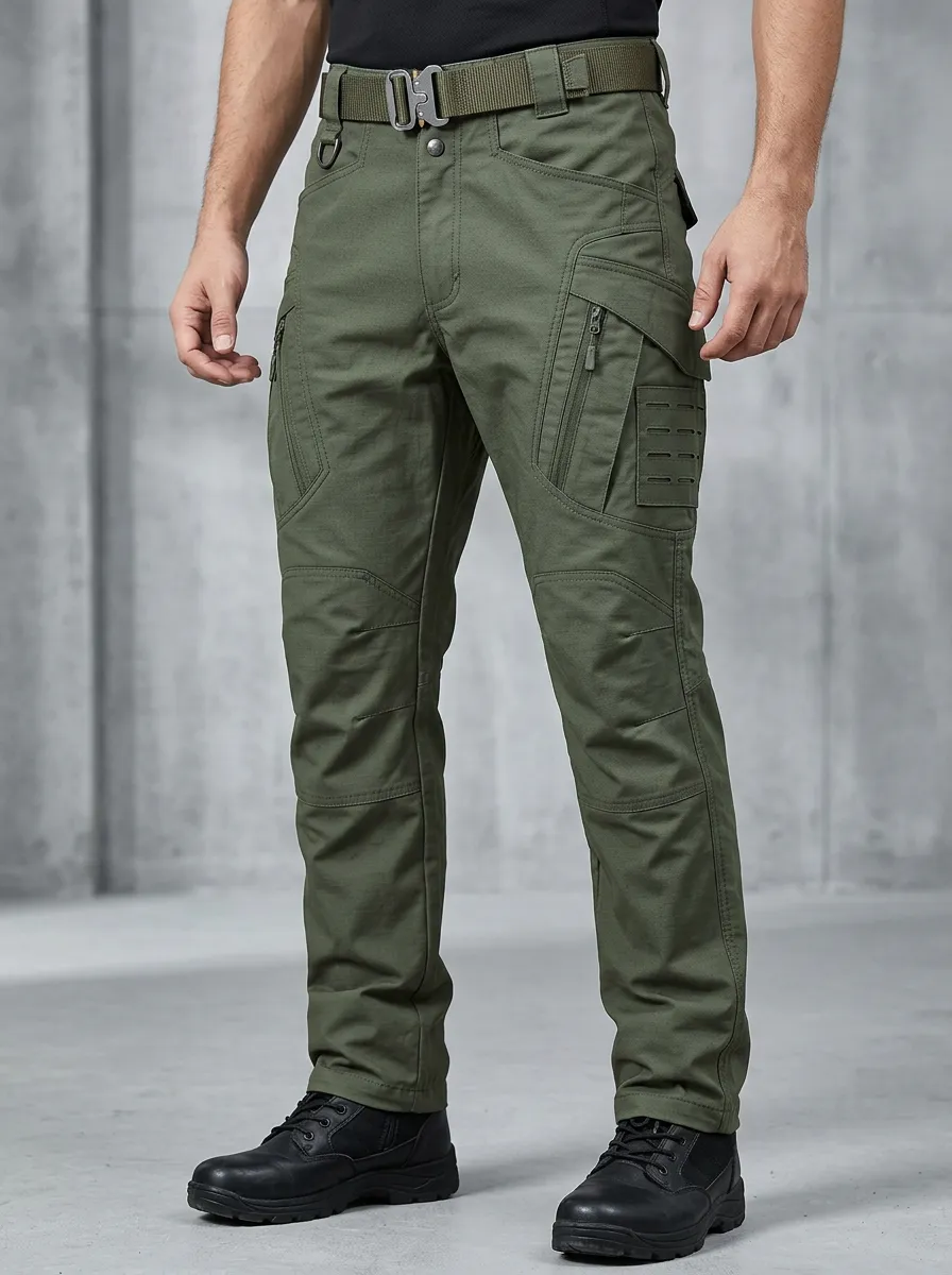 Men's Tactical D-Ring Zip-Utility-Pocket Reinforced-Knee Reinforced-Stitching Cargo Pants
