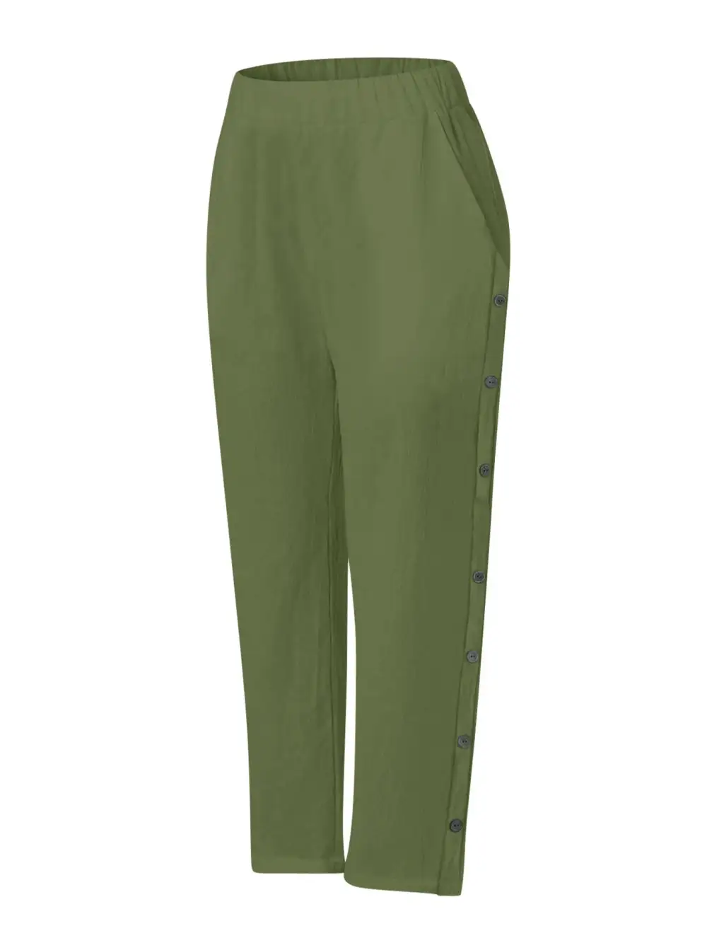 Wide Leg Button Detail Pocketed Pants