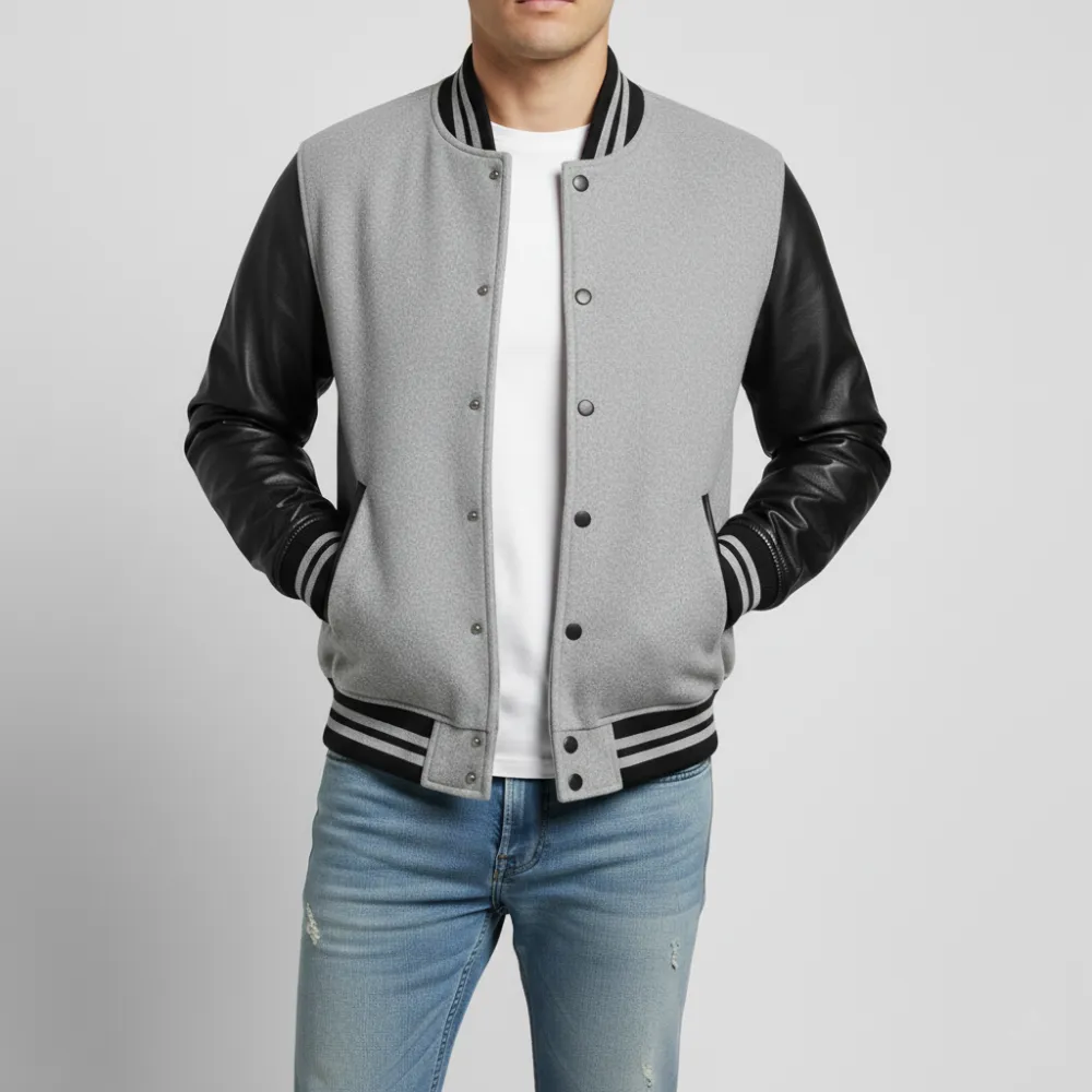 Two Tone Wool Letterman Jacket