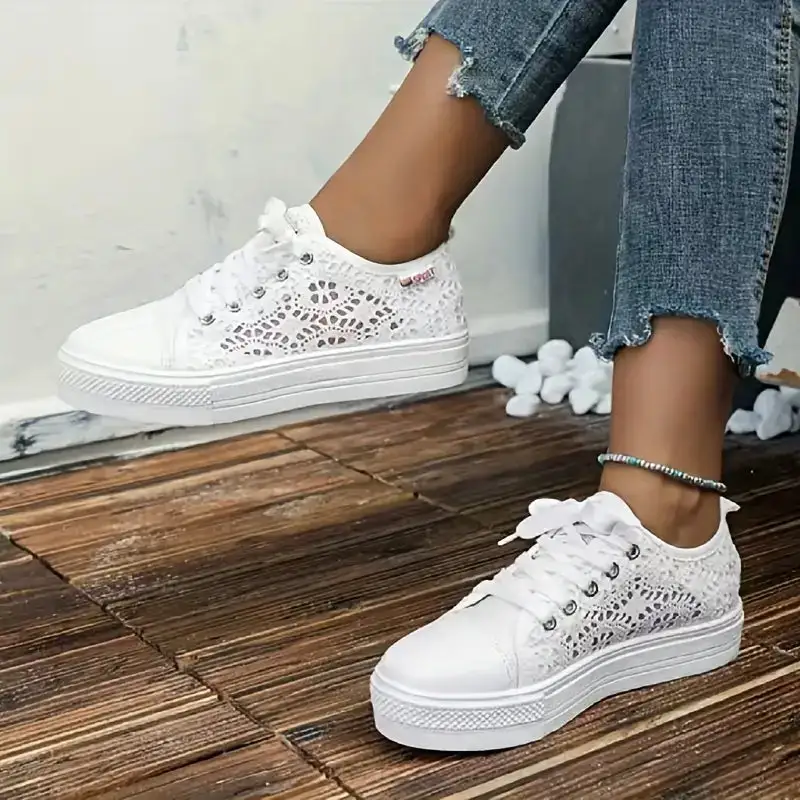  Lace Crochet Platform Sneakers Apparel