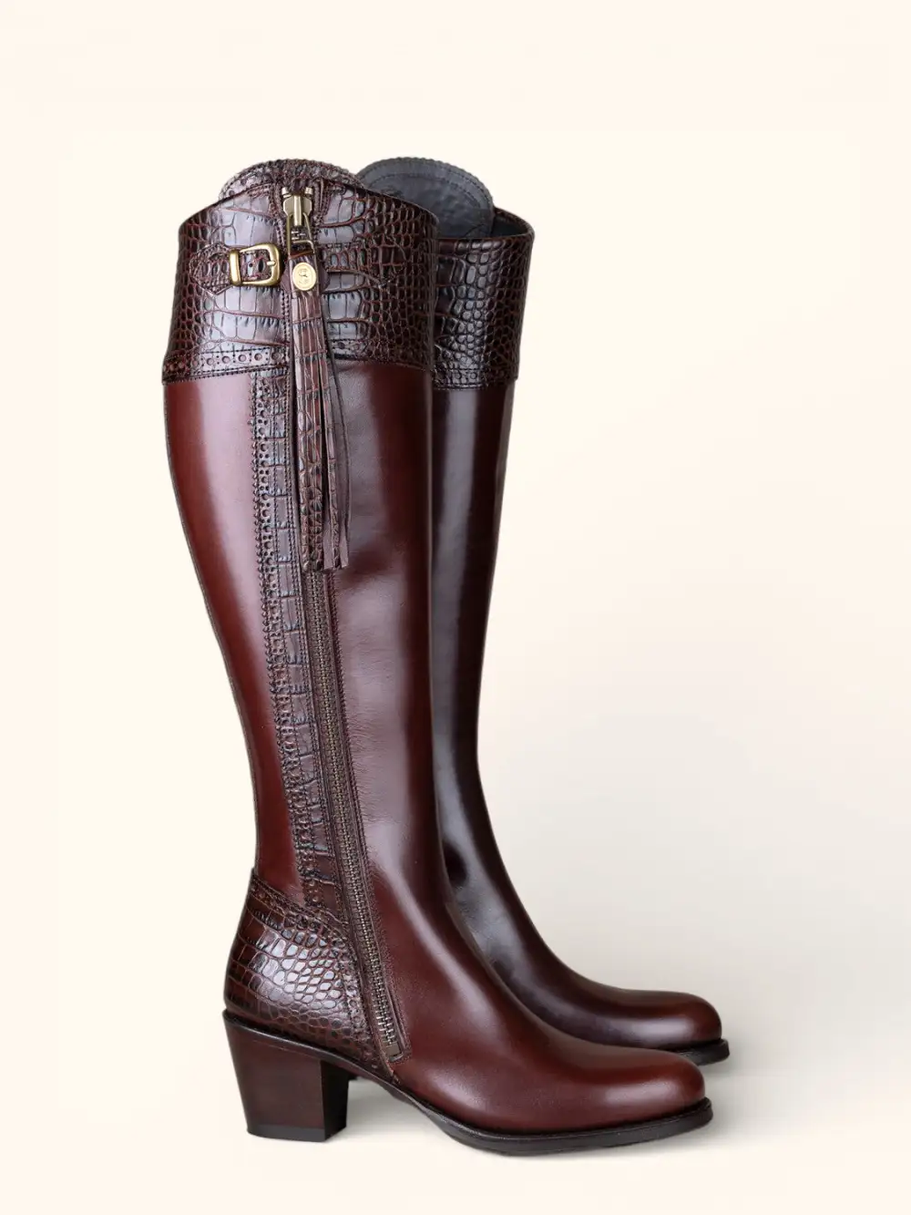 Streamlined Casual Mock Croc Tall Riding Boots
