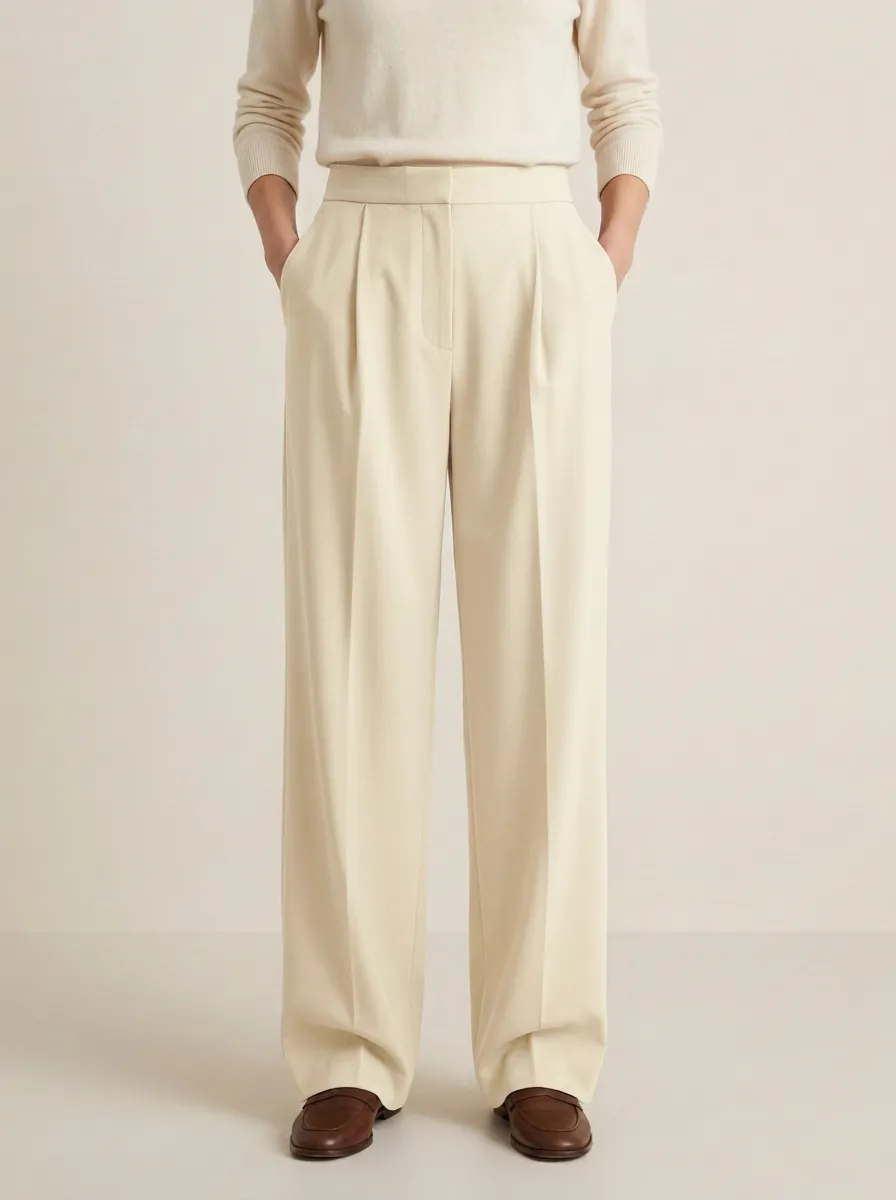 Everyday Detail Pleated Wide-Leg Trousers
