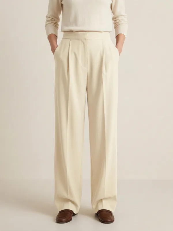 Everyday Detail Pleated Wide-Leg Trousers