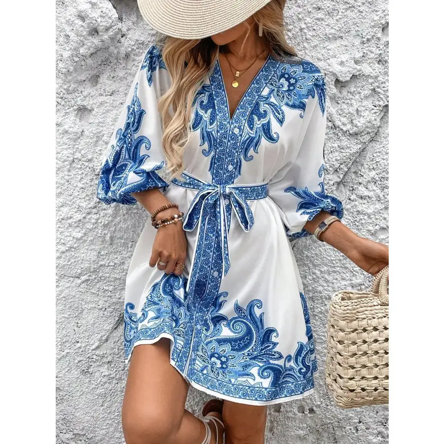 Easy Everyday V-Neck Balloon Sleeve Mini Dress