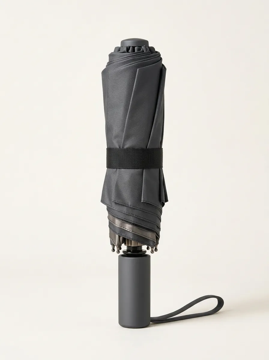 Compact Grey Minimalist Rain Umbrella