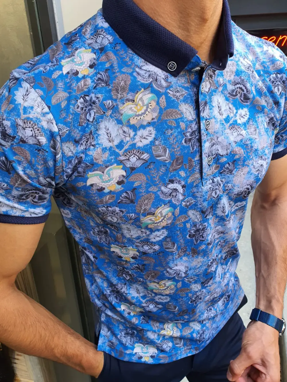 Classic Button Collar Slim Fit Cotton Polo Shirt