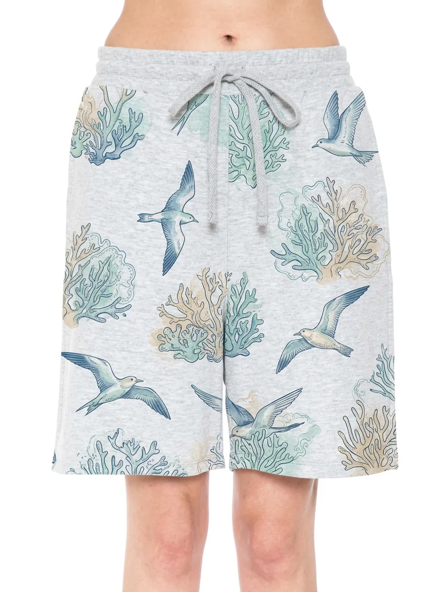 Women's Ocean Lover Seagull Coral Reef Printed Shorts