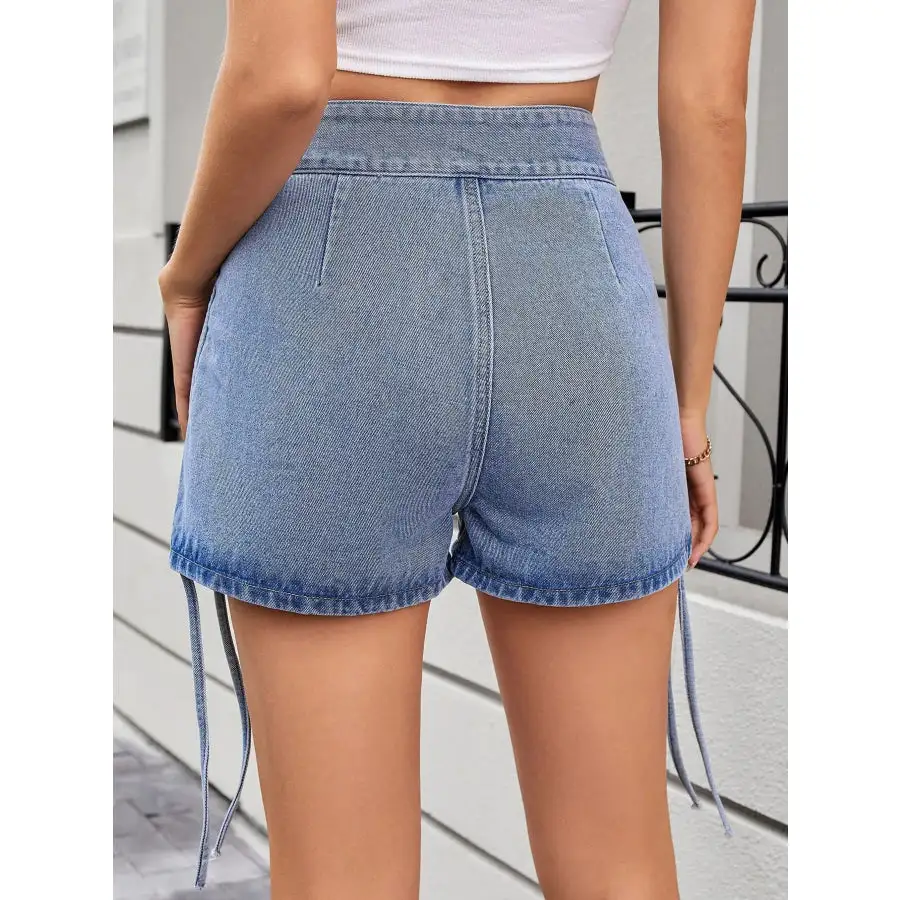 Everyday Drawstring Pocketed Denim Shorts