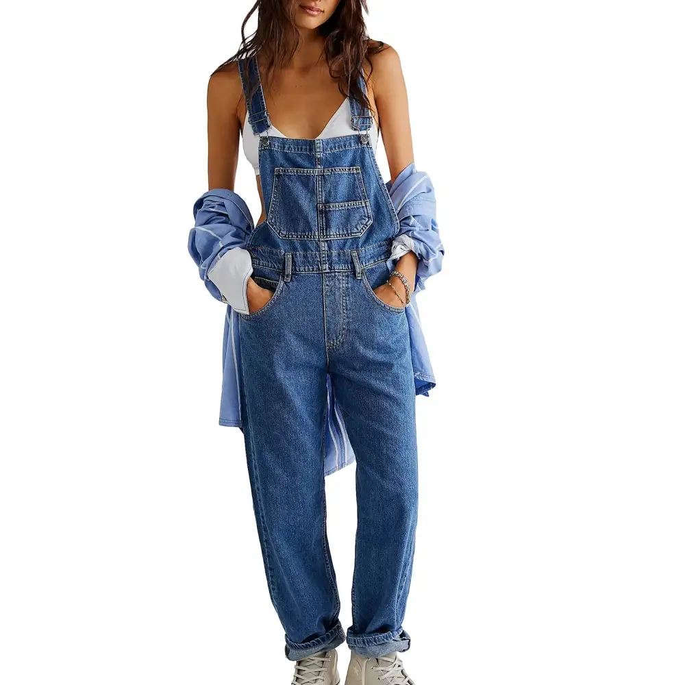 Denim Elegance Slim-Fit Jean-Skirt Adjustable Jumpsuit