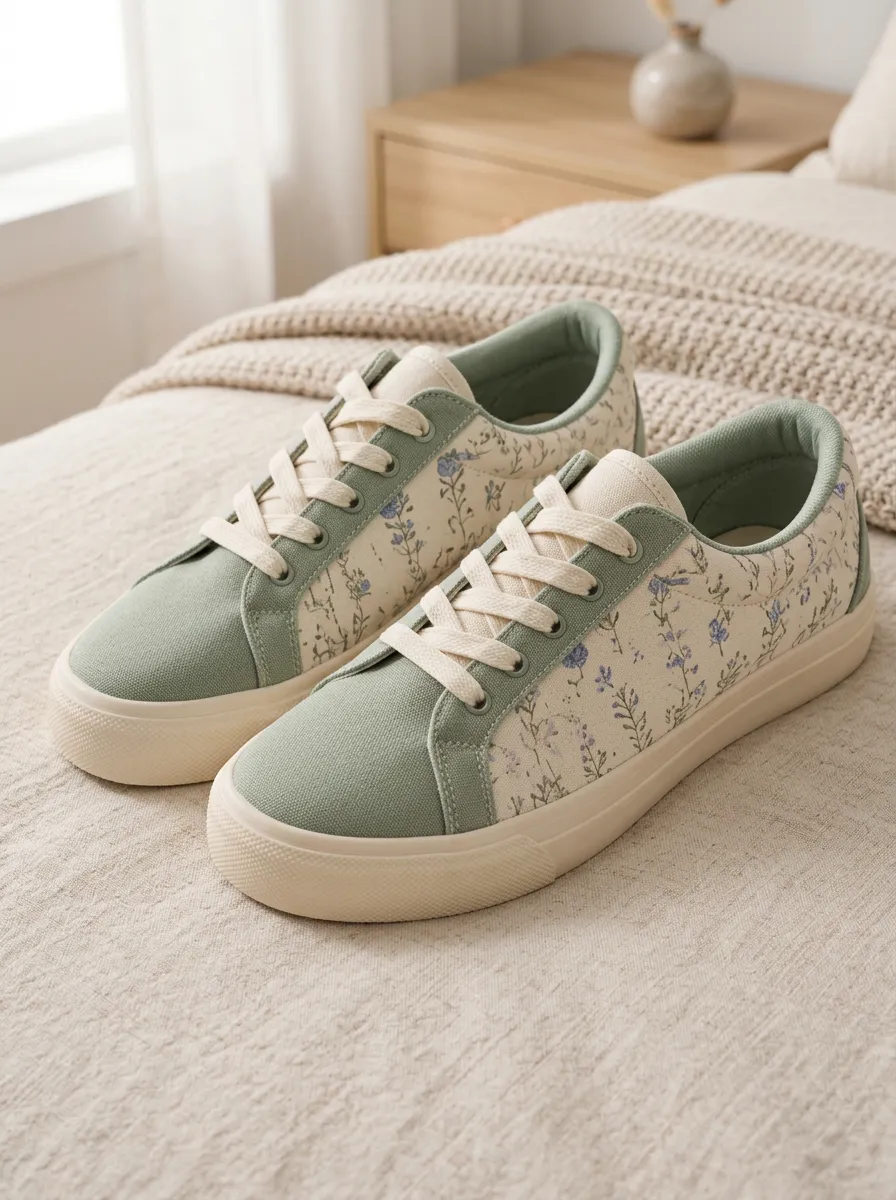Women's Floral Botanical Retro-Inspired Skate Shoes