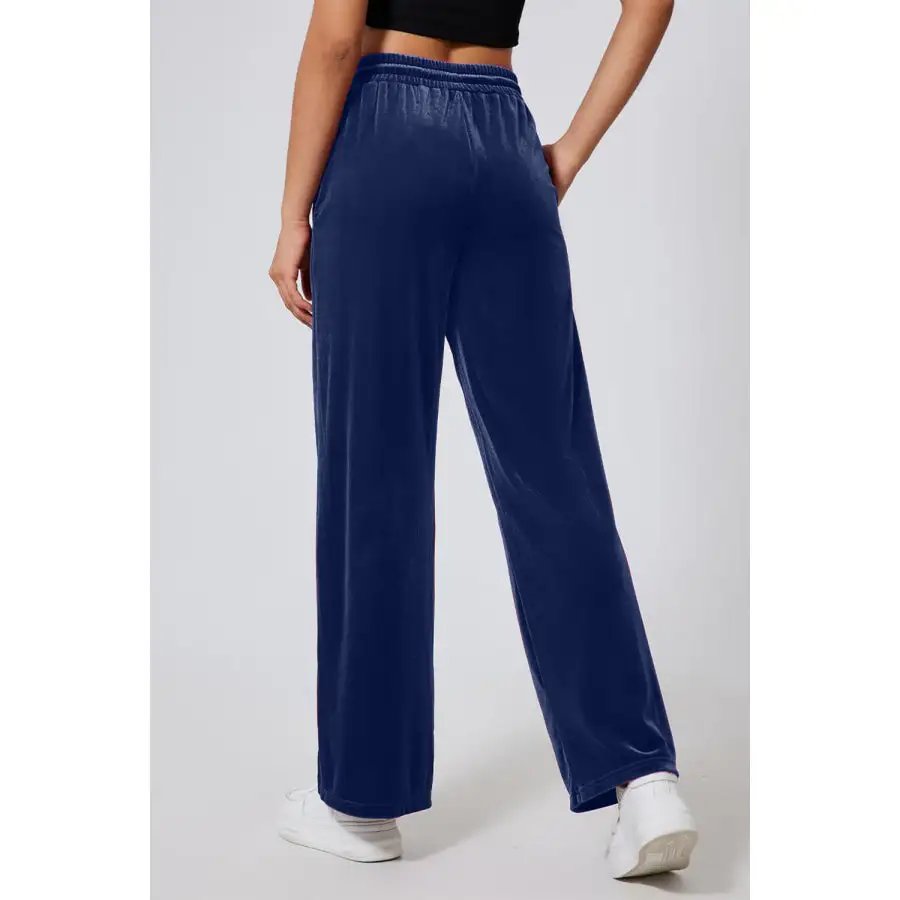 Drawstring Elastic Waist Straight Leg Pants