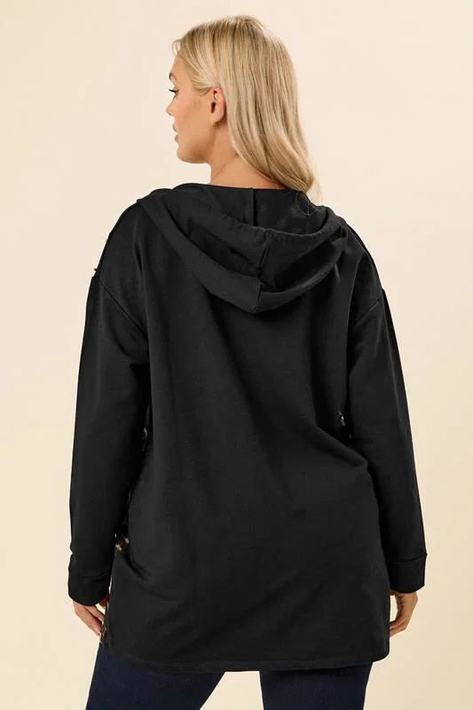 Black Leopard Print Stud Hoodie detail 2