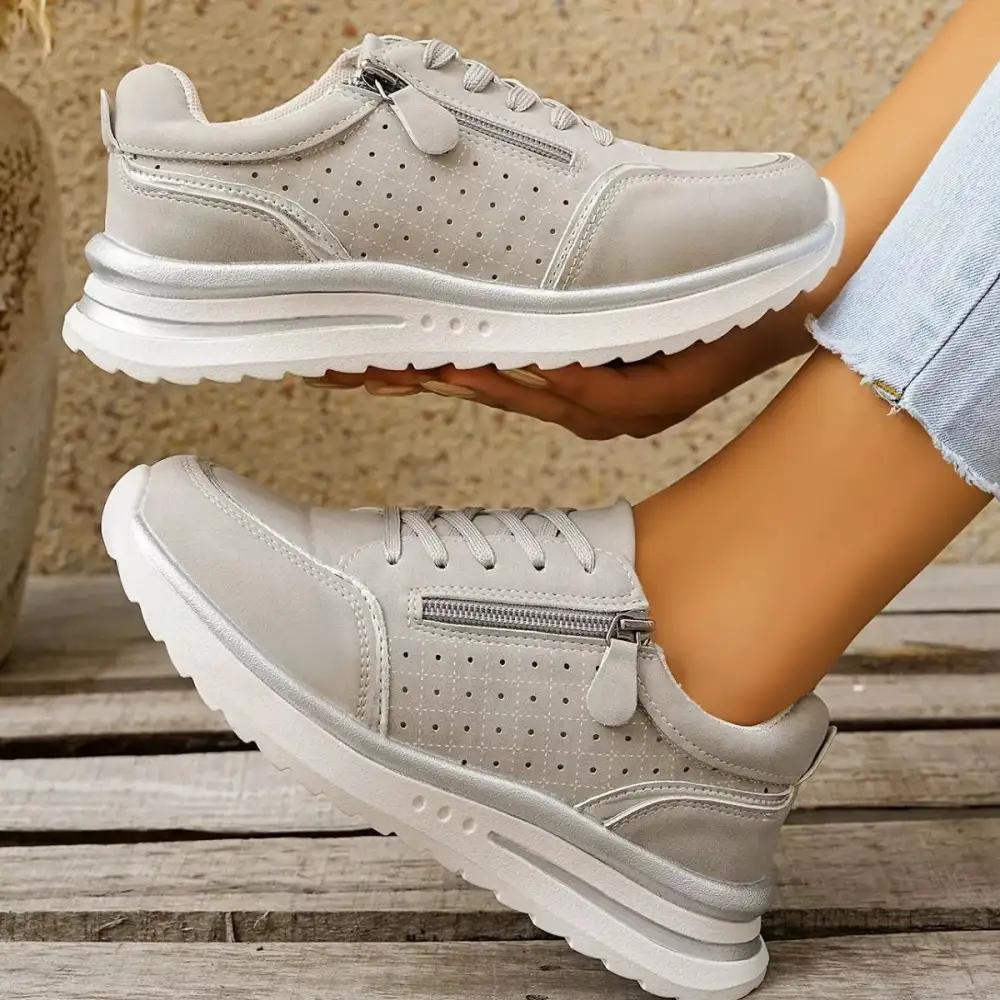 Refined Round Toe Lace-Up Sneakers