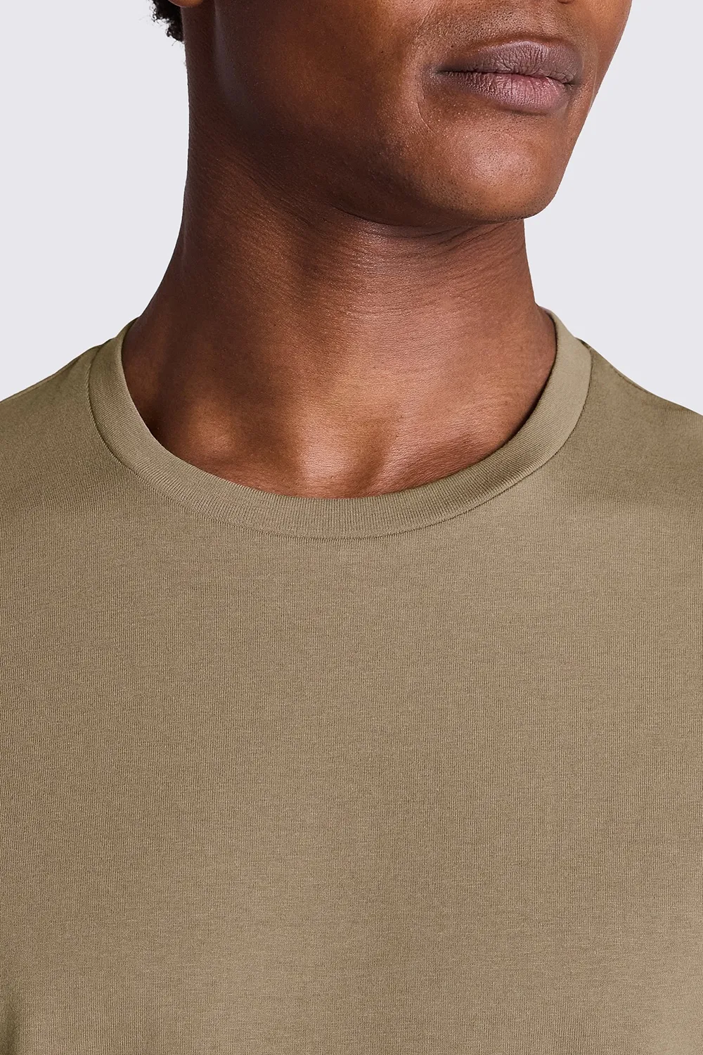 Round-Neck Taupe Casual Shirt For Men