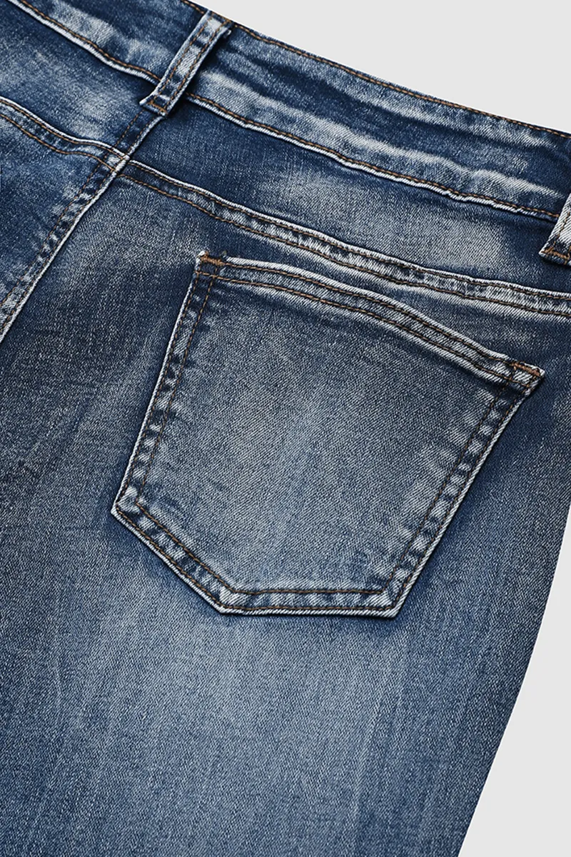 Cuffed Hem Low Rise Bermuda Denim Shorts Without Belt