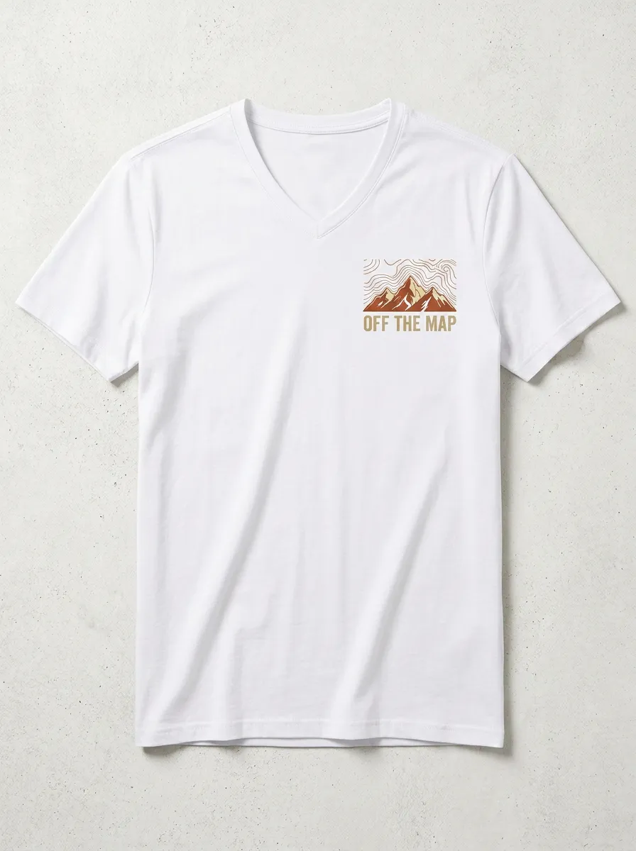 Men's Hiking Lover Off The Map Mountain Printed V-Neck T-Shirt